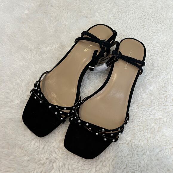 NWOT Ann Taylor Womens Black Strappy Heels with Sliver Studs Sz 5.5 - Picture 5 of 6